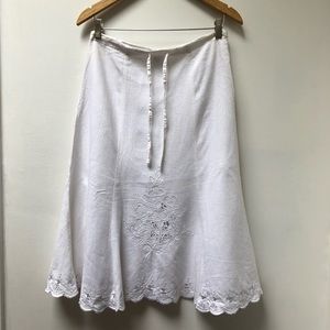 Linen/Rayon blend eyelet skirt
